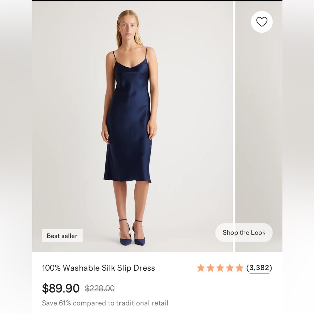 NWOT Quince Navy Silk Dress, small
